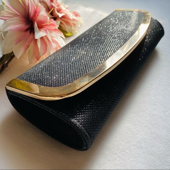 Black Luxe Clutch with Gold Detail - Picture 3 of 10